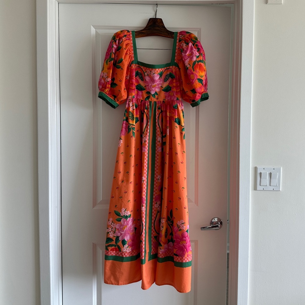FARM Rio Orange Floral Midi Dress - Picture 5 of 12